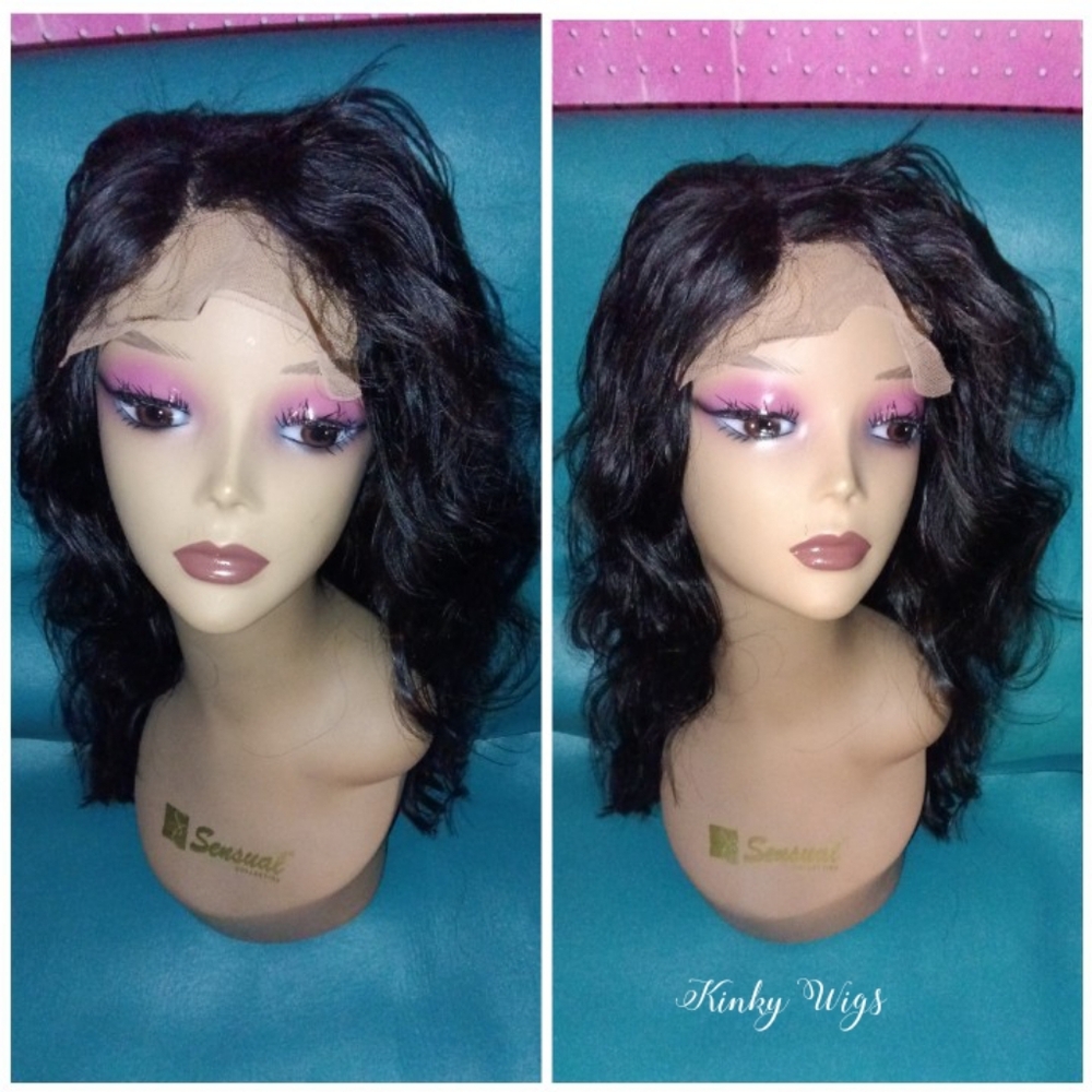 14" Brazilian Virgin Body Wave Free Part Hd Glueless Human Hair Wig